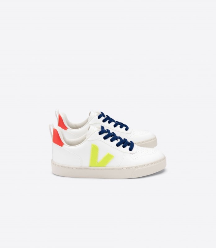 Veja V-10 Laces Cwl White Jaune Fluo Orange Fluo Switzerland
