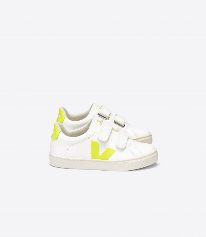 Veja Series Chromefree Leather White Jaune Fluo Switzerland