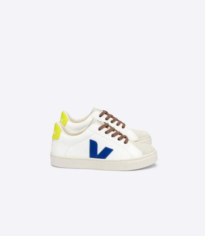 Laces Chromefree Leather White Indigo Jaune Fluo Collection Veja Switzerland