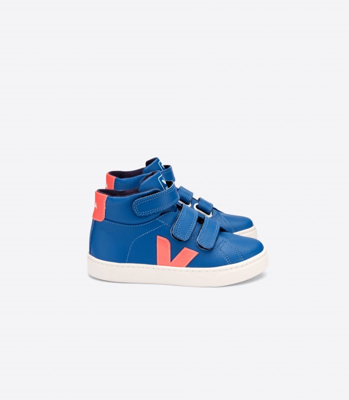 Mid Chromefree Leather Indigo Orange Fluo Original Veja Switzerland