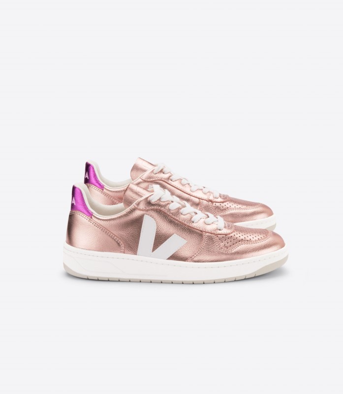 Leather Nacre White Fushia Veja Series Switzerland
