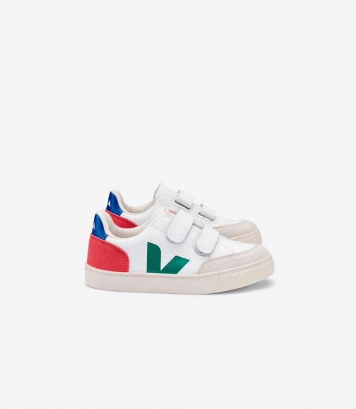 Veja V-12 Leather White Emeraude Pekin Switzerland